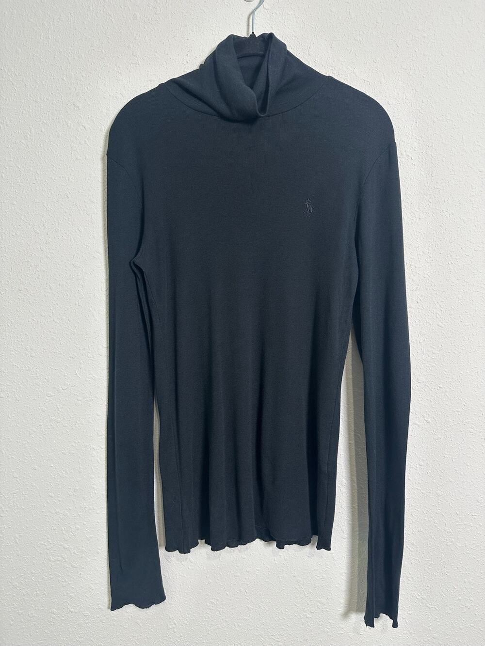 Ralph Lauren sport Medium  Ribbed Pima Cotton-Blend Turtleneck, Black.